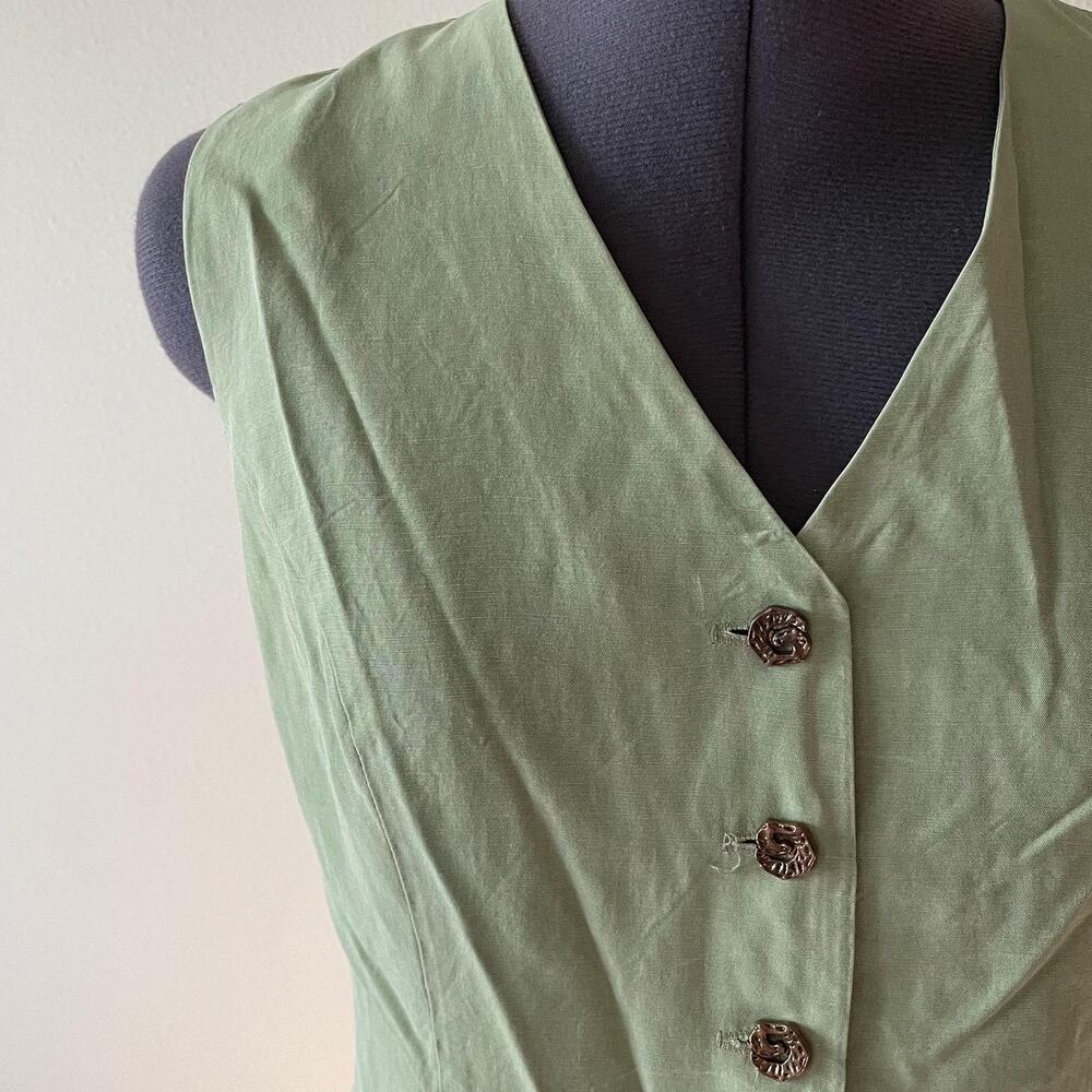 90s vintage sage green vest with spiral buttons whimsigoth fairy grunge boho